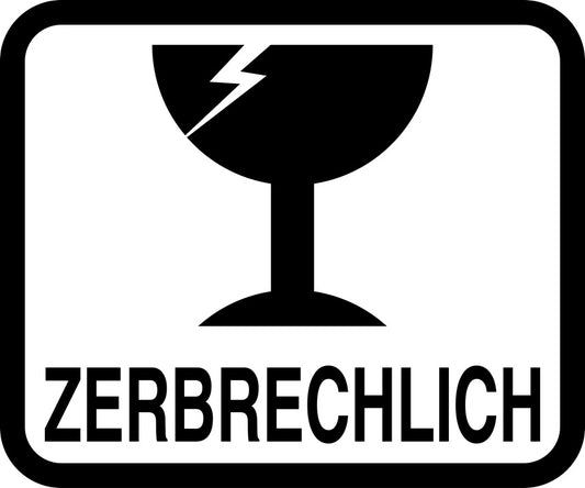 Zerbrechlich - Fragile Aufkleber "ZERBRECHLICH" LO-FRAGILE-H-11000-88-0