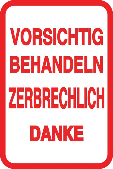 Zerbrechlich - Fragile Aufkleber "VORSICHTIG BEHANDELN ZERBRECHLICH DANKE" LO-FRAGILE-V-10000-14-0