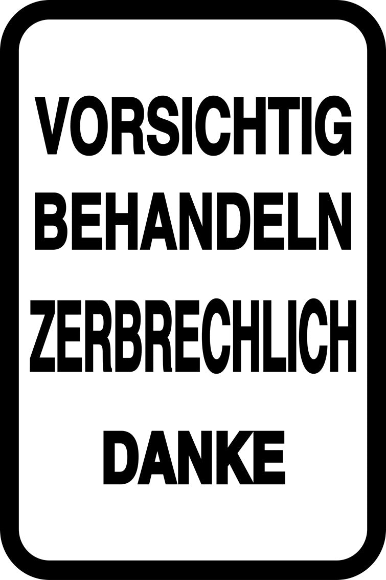 Zerbrechlich - Fragile Aufkleber "VORSICHTIG BEHANDELN ZERBRECHLICH DANKE" LO-FRAGILE-V-10000-88-0