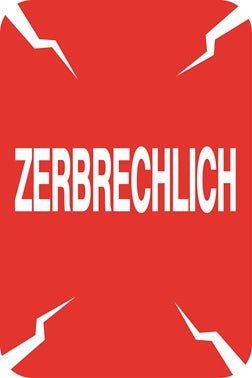 Zerbrechlich - Fragile Aufkleber "ZERBRECHLICH" LO-FRAGILE-V-10400-0-14