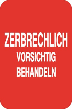 Zerbrechlich - Fragile Aufkleber "ZERBRECHLICH VORSICHTIG BEHANDELN" LO-FRAGILE-V-10500-0-14