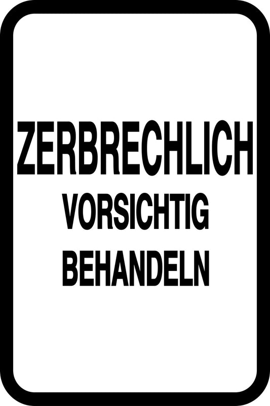 Zerbrechlich - Fragile Aufkleber "ZERBRECHLICH VORSICHTIG BEHANDELN" LO-FRAGILE-V-10500-88-0