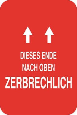 Zerbrechlich - Fragile Aufkleber "DIESES ENDE NACH OBEN ZERBRECHLICH" LO-FRAGILE-V-10700-0-14