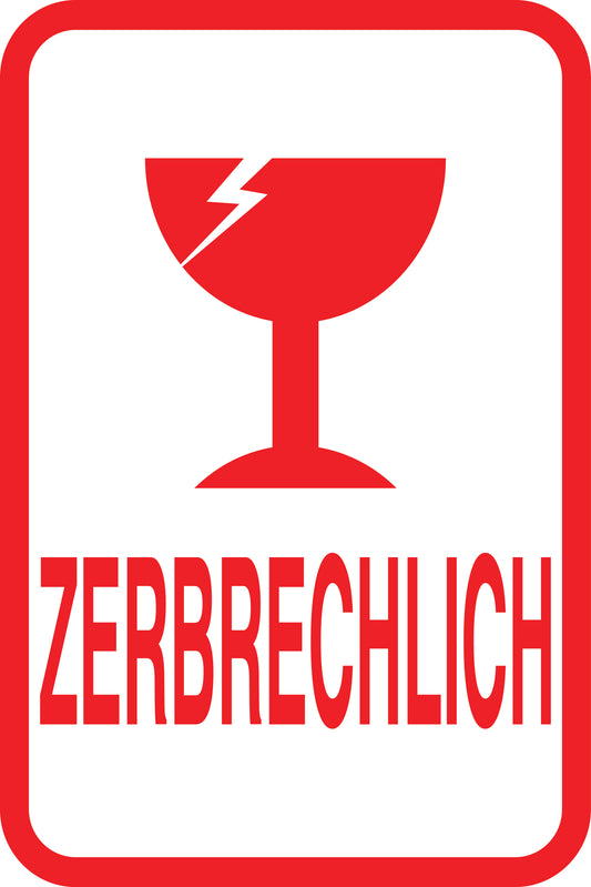 Zerbrechlich - Fragile Aufkleber "ZERBRECHLICH" LO-FRAGILE-V-11000-14-0