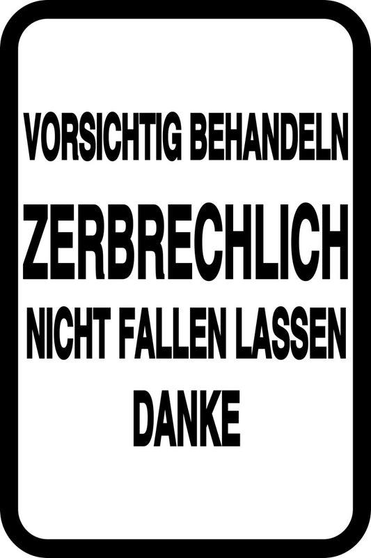 Zerbrechlich - Fragile Aufkleber "VORSICHTIG BEHANDELN ZERBRECHLICH NICHT FALLEN LASSEN" LO-FRAGILE-V-11100-88-0
