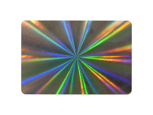 Hologrammetiketten 30x20mm nach Ihren Wünschen bedruckt (Sonnenstrahlenhintergrund)