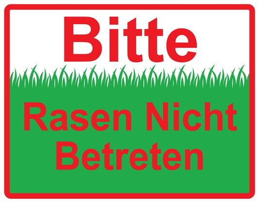 Rasen betreten verboten Aufkleber "Bitte Rasen Nicht Betreten" 10-60 cm aus PVC Plastik, LO-KEEPOFFGRASS-H-10200-14