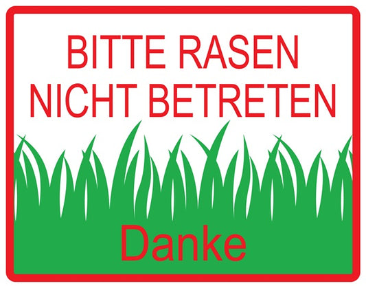 Rasen betreten verboten Aufkleber "Bitte Rasen Nicht Betreten Danke" 10-60 cm aus PVC Plastik, LO-KEEPOFFGRASS-H-10300-14