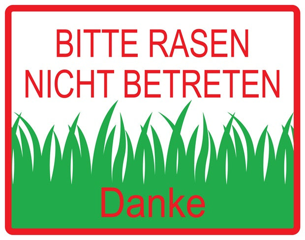 Rasen betreten verboten Aufkleber "Bitte Rasen Nicht Betreten Danke" 10-60 cm aus PVC Plastik, LO-KEEPOFFGRASS-H-10300-14