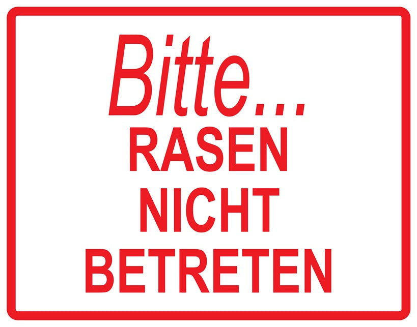 Rasen betreten verboten Aufkleber "Bitte... Rasen Nicht Betreten" 10-60 cm aus PVC Plastik, LO-KEEPOFFGRASS-H-10500-14