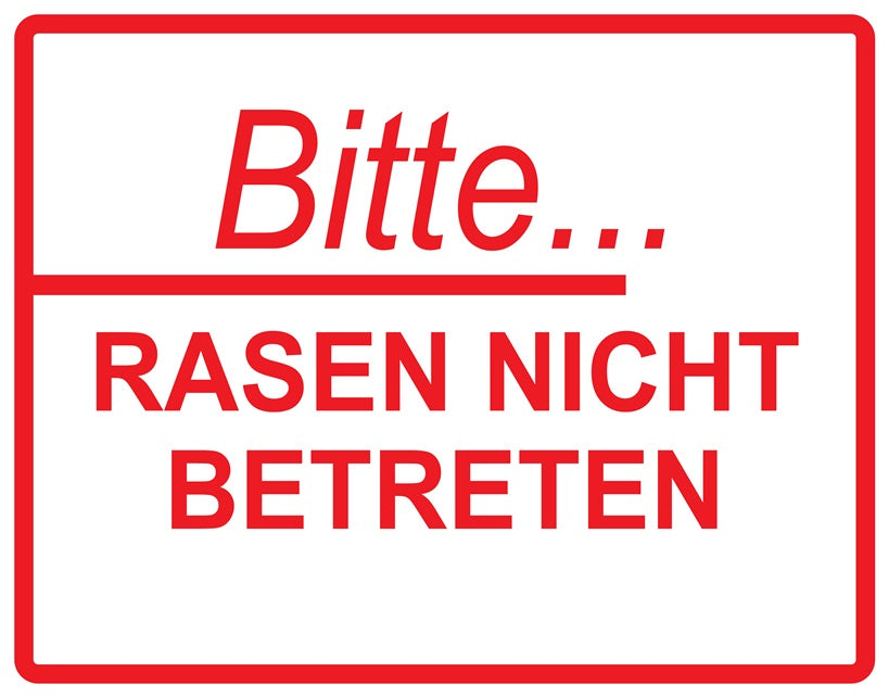 Rasen betreten verboten Aufkleber "Bitte... Rasen Nicht Betreten" 10-60 cm aus PVC Plastik, LO-KEEPOFFGRASS-H-10600-14