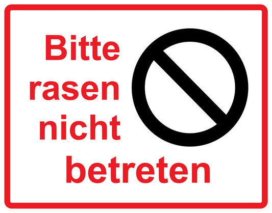 Rasen betreten verboten Aufkleber "Bitte Rasen Nicht Betreten" 10-60 cm aus PVC Plastik, LO-KEEPOFFGRASS-H-10700-14