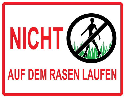Rasen betreten verboten Aufkleber "Nicht auf dem Rasen laufen" 10-60 cm aus PVC Plastik, LO-KEEPOFFGRASS-H-10900-14