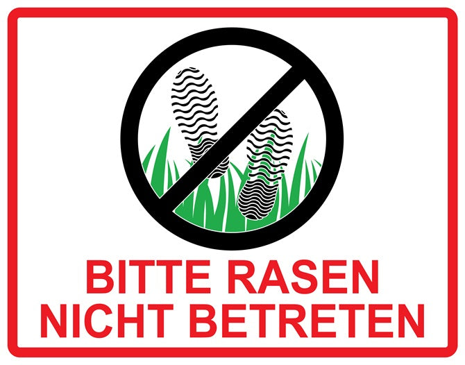 Rasen betreten verboten Aufkleber "Bitte Rasen nicht betreten" 10-60 cm aus PVC Plastik, LO-KEEPOFFGRASS-H-11000-14