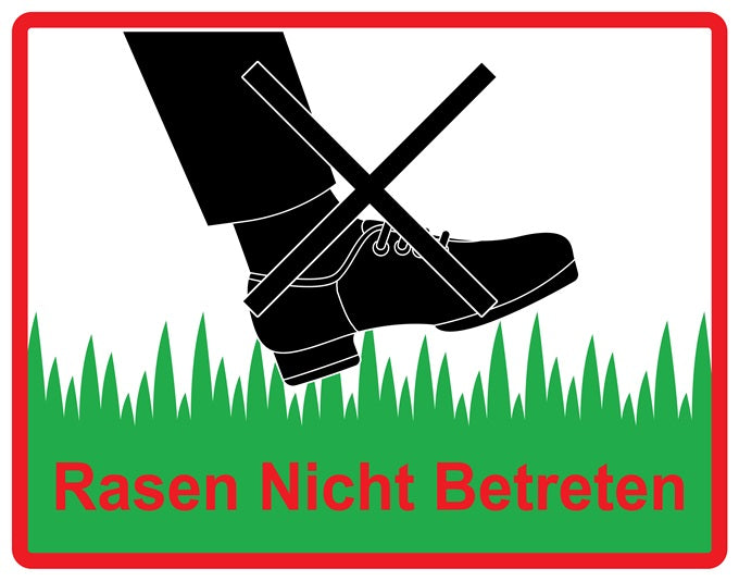 Rasen betreten verboten Aufkleber "Bitte Rasen nicht betreten" 10-60 cm aus PVC Plastik, LO-KEEPOFFGRASS-H-11100-14