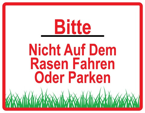 Rasen betreten verboten Aufkleber "Bitte nicht auf dem Rasen fahren oder parken" 10-60 cm aus PVC Plastik, LO-KEEPOFFGRASS-H-11300-14