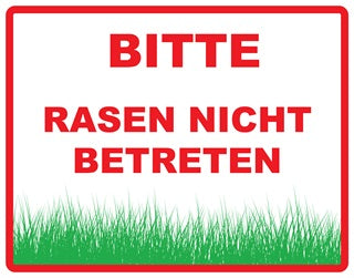 Rasen betreten verboten Aufkleber "Bitte Rasen nicht betreten" 10-60 cm aus PVC Plastik, LO-KEEPOFFGRASS-H-11500-14