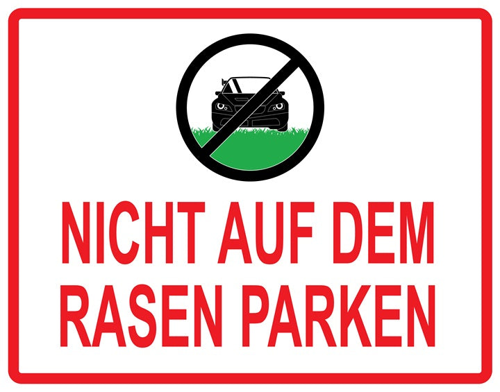 Rasen betreten verboten Aufkleber "Nicht auf dem Rasen parken" 10-60 cm aus PVC Plastik, LO-KEEPOFFGRASS-H-11600-14