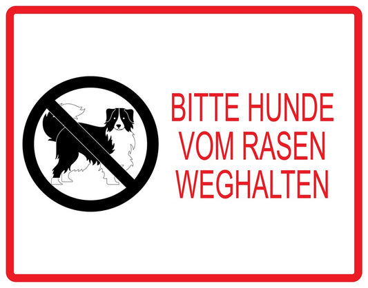 Rasen betreten verboten Aufkleber "Bitte Hunde vom Rasen weghalten" 10-60 cm aus PVC Plastik, LO-KEEPOFFGRASS-H-12100-14