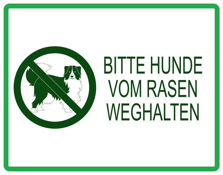 Rasen betreten verboten Aufkleber "Bitte Hunde vom Rasen weghalten" 10-60 cm aus PVC Plastik, LO-KEEPOFFGRASS-H-12100-54