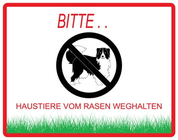 Rasen betreten verboten Aufkleber "Bitte Haustiere vom Rasen weghalten" 10-60 cm aus PVC Plastik, LO-KEEPOFFGRASS-H-12200-14