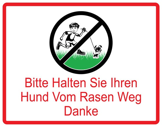 Rasen betreten verboten Aufkleber "Bitte halten Sie Ihren Hund vom Rasen weg" 10-60 cm aus PVC Plastik, LO-KEEPOFFGRASS-H-12300-14