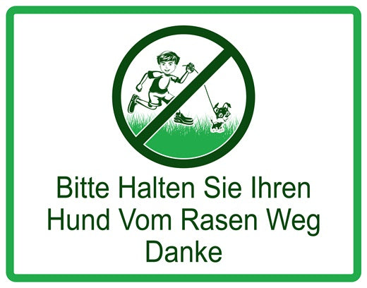 Rasen betreten verboten Aufkleber "Bitte halten Sie Ihren Hund vom Rasen weg" 10-60 cm aus PVC Plastik, LO-KEEPOFFGRASS-H-12300-54