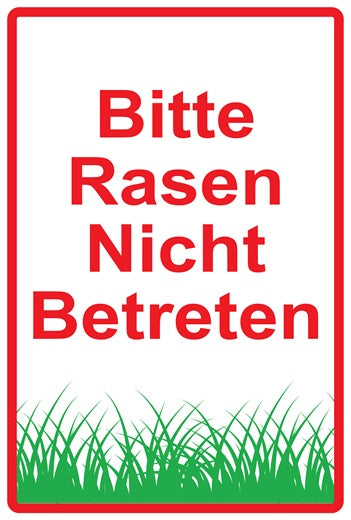 Rasen betreten verboten Aufkleber "Bitte Rasen nicht betreten" 10-60 cm aus PVC Plastik, LO-KEEPOFFGRASS-V-10100-14