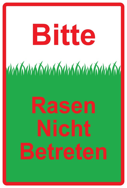 Rasen betreten verboten Aufkleber "Bitte Rasen nicht betreten" 10-60 cm aus PVC Plastik, LO-KEEPOFFGRASS-V-10200-14