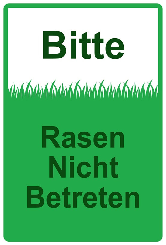 Rasen betreten verboten Aufkleber "Bitte Rasen nicht betreten" 10-60 cm aus PVC Plastik, LO-KEEPOFFGRASS-V-10200-54