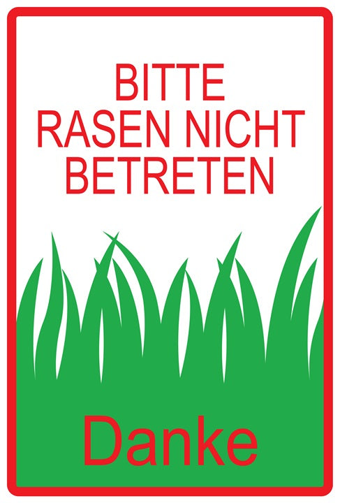 Rasen betreten verboten Aufkleber "Bitte Rasen nicht betreten Danke" 10-60 cm aus PVC Plastik, LO-KEEPOFFGRASS-V-10300-14