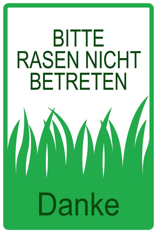 Rasen betreten verboten Aufkleber "Bitte Rasen nicht betreten Danke" 10-60 cm aus PVC Plastik, LO-KEEPOFFGRASS-V-10300-54