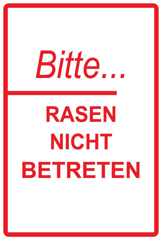 Rasen betreten verboten Aufkleber "Bitte Rasen nicht betreten" 10-60 cm aus PVC Plastik, LO-KEEPOFFGRASS-V-10600-14