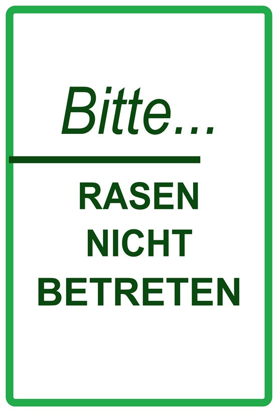 Rasen betreten verboten Aufkleber "Bitte... Rasen nicht betreten" 10-60 cm aus PVC Plastik, LO-KEEPOFFGRASS-V-10600-54