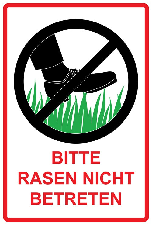 Rasen betreten verboten Aufkleber "Bitte Rasen nicht betreten" 10-60 cm aus PVC Plastik, LO-KEEPOFFGRASS-V-10800-14