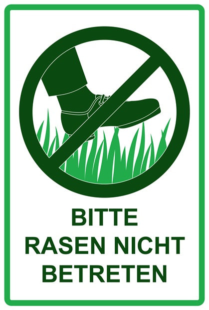 Rasen betreten verboten Aufkleber "Bitte Rasen nicht betreten" 10-60 cm aus PVC Plastik, LO-KEEPOFFGRASS-V-10800-54