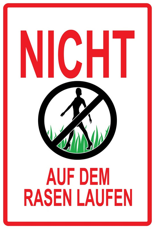 Rasen betreten verboten Aufkleber "Nicht auf dem Rasen laufen" 10-60 cm aus PVC Plastik, LO-KEEPOFFGRASS-V-10900-14