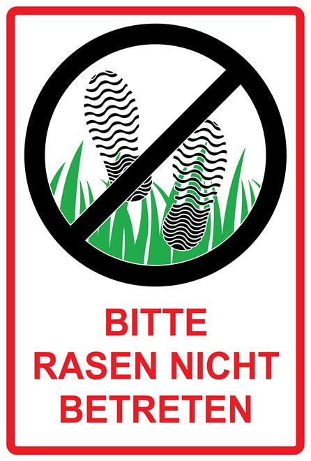 Rasen betreten verboten Aufkleber "Bitte Rasen nicht betreten" 10-60 cm aus PVC Plastik, LO-KEEPOFFGRASS-V-11000-14