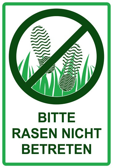 Rasen betreten verboten Aufkleber "Bitte Rasen nicht betreten" 10-60 cm aus PVC Plastik, LO-KEEPOFFGRASS-V-11000-54