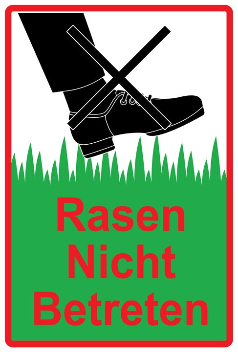 Rasen betreten verboten Aufkleber "Rasen nicht betreten" 10-60 cm aus PVC Plastik, LO-KEEPOFFGRASS-V-11100-14