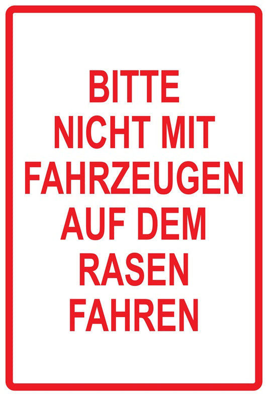 Rasen betreten verboten Aufkleber "Bitte nicht mit Fahrzeugen auf dem Rasen fahren" 10-60 cm aus PVC Plastik, LO-KEEPOFFGRASS-V-11200-14