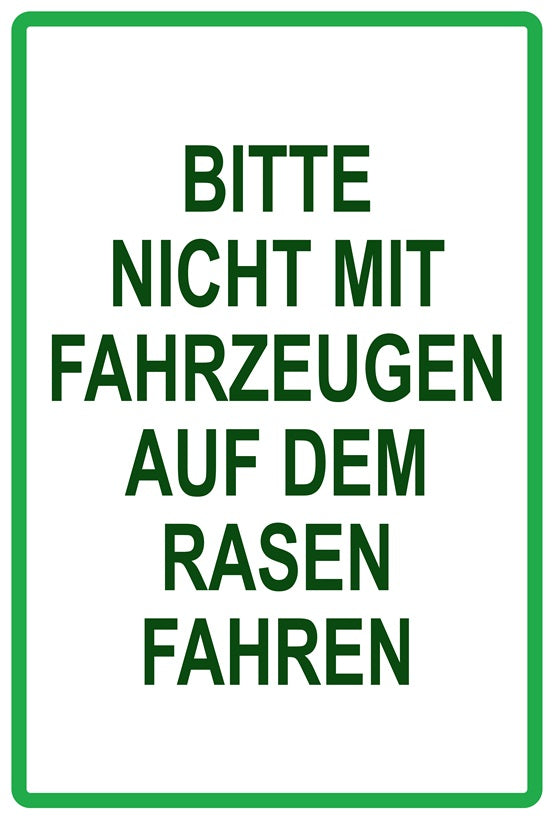 Rasen betreten verboten Aufkleber "Bitte nicht mit Fahrzeugen auf dem Rasen fahren" 10-60 cm aus PVC Plastik, LO-KEEPOFFGRASS-V-11200-54