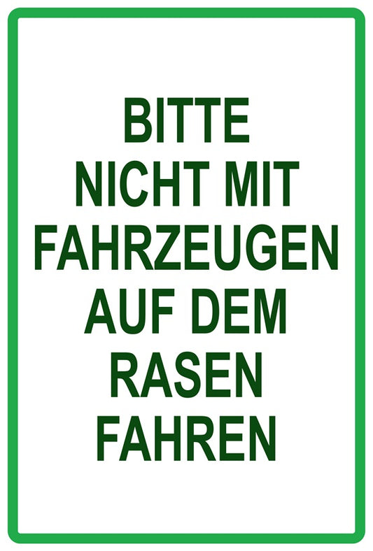 Rasen betreten verboten Aufkleber "Bitte nicht mit Fahrzeugen auf dem Rasen fahren" 10-60 cm aus PVC Plastik, LO-KEEPOFFGRASS-V-11200-54