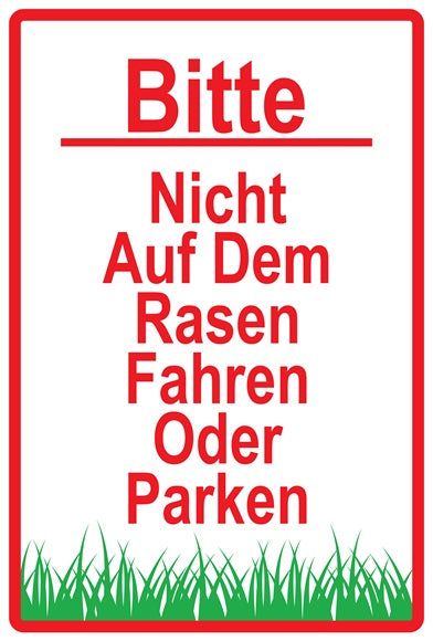 Rasen betreten verboten Aufkleber "Bitte nicht auf dem Rasen fahren oder parken" 10-60 cm aus PVC Plastik, LO-KEEPOFFGRASS-V-11300-14