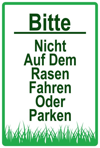 Rasen betreten verboten Aufkleber "Bitte nicht auf dem Rasen fahren oder parken" 10-60 cm aus PVC Plastik, LO-KEEPOFFGRASS-V-11300-54