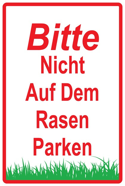 Rasen betreten verboten Aufkleber "Bitte nicht auf dem Rasen parken" 10-60 cm aus PVC Plastik, LO-KEEPOFFGRASS-V-11400-14