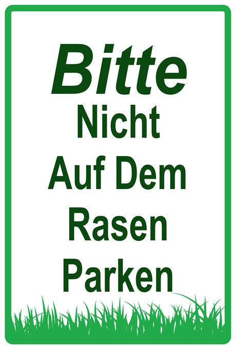 Rasen betreten verboten Aufkleber "Bitte nicht auf dem Rasen parken" 10-60 cm aus PVC Plastik, LO-KEEPOFFGRASS-V-11400-54