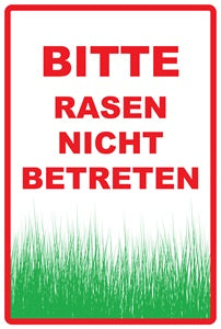 Rasen betreten verboten Aufkleber "Bitte Rasen nicht betreten" 10-60 cm aus PVC Plastik, LO-KEEPOFFGRASS-V-11500-14