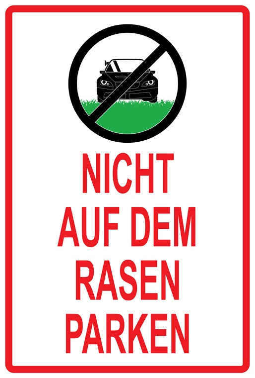 Rasen betreten verboten Aufkleber "Nicht auf dem Rasen parken" 10-60 cm aus PVC Plastik, LO-KEEPOFFGRASS-V-11600-14