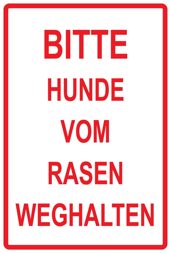 Rasen betreten verboten Aufkleber "Bitte Hunde vom Rasen weghalten" 10-60 cm aus PVC Plastik, LO-KEEPOFFGRASS-V-11700-14